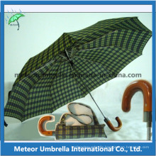 2 Folding Auto Open Wooden Handle Umbrella for Men